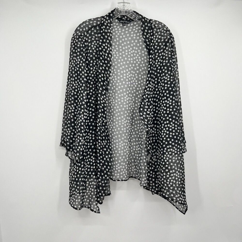 Slinky Brand Black White Polka Dot Sheer Coverup 1X Rockabilly Vacation Beach